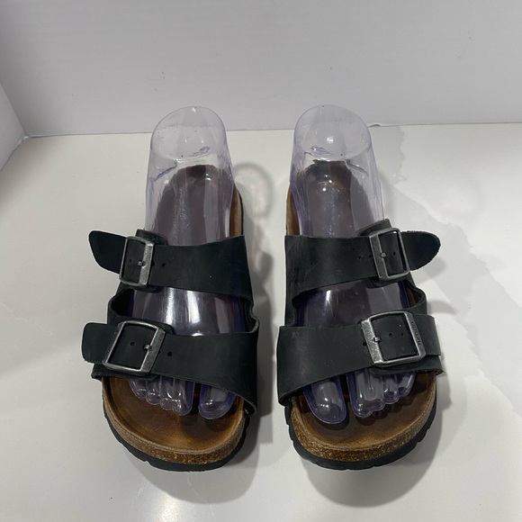Beta by Birkenstock Arizona Sandals Leather Black Size 37 - Picture 1 of 10